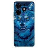 Senada Tecno Spark 10 Pro İle Uyumlu Kılıf Kamera Korumalı Silikon Desenli Resimli Uv Kapak Mavi Çizim Kurt