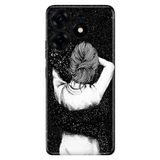 Senada Tecno Spark 10 Pro İle Uyumlu Kılıf Kamera Korumalı Silikon Desenli Resimli Uv Kapak Siyah Aşk