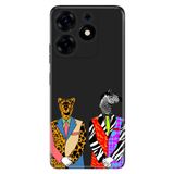 Senada Tecno Spark 10 Pro İle Uyumlu Kılıf Kamera Korumalı Silikon Desenli Resimli Uv Kapak Zebra Kaplan Retro