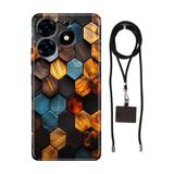 Senada Tecno Spark 10 Pro ile Uyumlu Kılıf Petek Silikon İpli Boyun Askı Aparatı