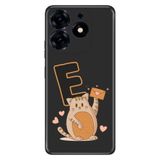 Senada Tecno Spark 10 Pro ile Uyumlu Kılıf Resimli Desenli Silikon Kedili E Harfi