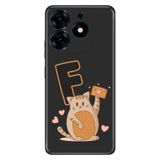 Senada Tecno Spark 10 Pro ile Uyumlu Kılıf Resimli Desenli Silikon Kedili F Harfi