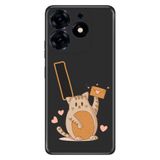 Senada Tecno Spark 10 Pro ile Uyumlu Kılıf Resimli Desenli Silikon Kedili I Harfi