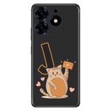 Senada Tecno Spark 10 Pro ile Uyumlu Kılıf Resimli Desenli Silikon Kedili J Harfi