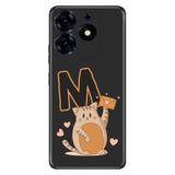 Senada Tecno Spark 10 Pro ile Uyumlu Kılıf Resimli Desenli Silikon Kedili M Harfi