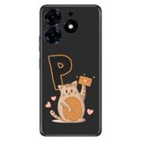 Senada Tecno Spark 10 Pro ile Uyumlu Kılıf Resimli Desenli Silikon Kedili P Harfi