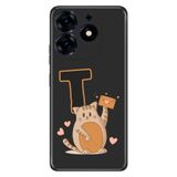 Senada Tecno Spark 10 Pro ile Uyumlu Kılıf Resimli Desenli Silikon Kedili T Harfi