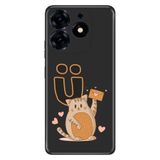 Senada Tecno Spark 10 Pro ile Uyumlu Kılıf Resimli Desenli Silikon Kedili U Harfi
