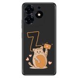 Senada Tecno Spark 10 Pro ile Uyumlu Kılıf Resimli Desenli Silikon Kedili Z Harfi