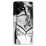 Senada Tecno Spark 10 Pro İle Uyumlu Kılıf Silikon Desenli Tam Koruma Resimli Kapak Kara Kalem