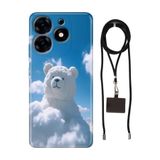 Senada Tecno Spark 10 Pro ile Uyumlu Kılıf Teddy Cloud Silikon İpli Boyun Askı Aparatı
