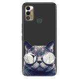 Senada Tecno Spark 7T İle Uyumlu Kılıf Silikon Desenli Tam Koruma Resimli Kapak Cix Kedi