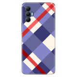 Senada Tecno Spark 8 Pro İle Uyumlu Kılıf Silikon Desenli Tam Koruma Resimli Kapak Mavi Ekose