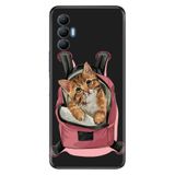 Senada Tecno Spark 8 Pro İle Uyumlu Kılıf Silikon Renkli Desenli Resimli - Kedi Tatilde