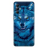 Senada Tecno Spark 8 Pro İle Uyumlu Kılıf Silikon Renkli Desenli Resimli - Mavi Çizim Kurt