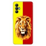 Senada Tecno Spark 8 Pro İle Uyumlu Kılıf Silikon Renkli Desenli Resimli - Sarı Kırmızı Parçalı Aslan