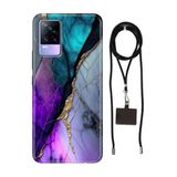 Senada Vivo V21 ile Uyumlu Kılıf Altın Tozu Temalı Silikon İpli Boyun Askı Aparatı