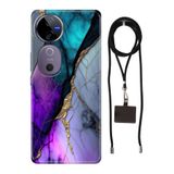 Senada Vivo V40 5g ile Uyumlu Kılıf V40 5G Altın Tozu Silikon İpli Boyun Askısı