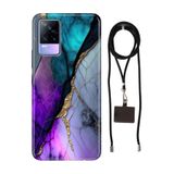 Senada Vivo Vivo V21 ile Uyumlu Kılıf Altın Tozu Temalı Silikon İpli Boyun Askı Aparatı