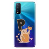 Senada Vivo Y11s Y20 Y20s ile Uyumlu Kılıf Resimli Desenli Silikon Kedili P Harfi