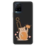 Senada Vivo Y21s ile Uyumlu Kılıf Resimli Desenli Silikon Kedili I Harfi