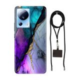 Senada Xiaomi Mi 13 Lite ile Uyumlu Kılıf Altın Tozu Desenli Silikon İpli Boyun Askı Aparatı