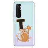 Senada Xiaomi Mi Note 10 Lite ile Uyumlu Kılıf Resimli Desenli Silikon Kedili T Harfi
