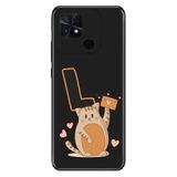 Senada Xiaomi Poco C40 / Redmi 10C ile Uyumlu Kılıf Resimli Desenli Silikon Kedili L Harfi