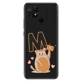 Senada Xiaomi Poco C40 / Redmi 10C ile Uyumlu Kılıf Resimli Desenli Silikon Kedili M Harfi