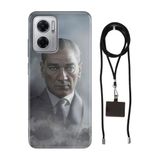 Senada Xiaomi Redmi 10 5g ile Uyumlu Kılıf Atatürk 1938 Desenli Silikon İpli Boyun Askı Aparatı