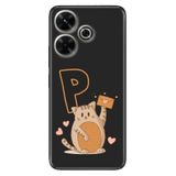 Senada Xiaomi Redmi 13 4G ile Uyumlu Kılıf HD Desenli Silikon Kedili P Harfi