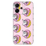 Senada Xiaomi Redmi 15 6.9" Kapak ile Uyumlu Kılıf Dekoratif Silikon Baskılı Kapak Unicorn Donut