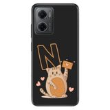 Senada Xiaomi Redmi Note 11e ile Uyumlu Kılıf Resimli Desenli Silikon Kedili N Harfi
