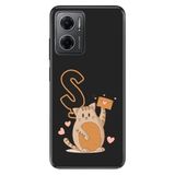 Senada Xiaomi Redmi Note 11e ile Uyumlu Kılıf Resimli Desenli Silikon Kedili S Harfi