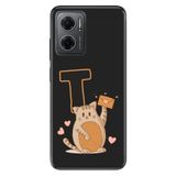 Senada Xiaomi Redmi Note 11e ile Uyumlu Kılıf Resimli Desenli Silikon Kedili T Harfi