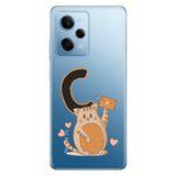 Senada Xiaomi Redmi Note 12 Pro 5g ile Uyumlu Kılıf Resimli Desenli Silikon Kedili C Harfi