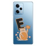 Senada Xiaomi Redmi Note 12 Pro 5g ile Uyumlu Kılıf Resimli Desenli Silikon Kedili E Harfi