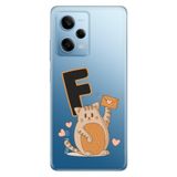 Senada Xiaomi Redmi Note 12 Pro 5g ile Uyumlu Kılıf Resimli Desenli Silikon Kedili F Harfi