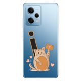 Senada Xiaomi Redmi Note 12 Pro 5g ile Uyumlu Kılıf Resimli Desenli Silikon Kedili İ Harfi