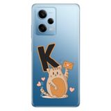 Senada Xiaomi Redmi Note 12 Pro 5g ile Uyumlu Kılıf Resimli Desenli Silikon Kedili K Harfi