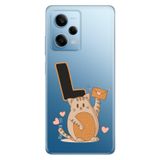 Senada Xiaomi Redmi Note 12 Pro 5g ile Uyumlu Kılıf Resimli Desenli Silikon Kedili L Harfi