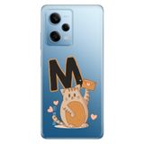 Senada Xiaomi Redmi Note 12 Pro 5g ile Uyumlu Kılıf Resimli Desenli Silikon Kedili M Harfi