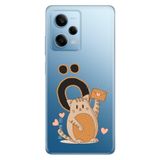 Senada Xiaomi Redmi Note 12 Pro 5g ile Uyumlu Kılıf Resimli Desenli Silikon Kedili O Harfi