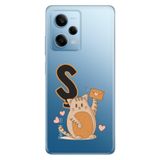 Senada Xiaomi Redmi Note 12 Pro 5g ile Uyumlu Kılıf Resimli Desenli Silikon Kedili S Harfi