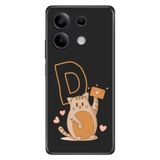 Senada Xiaomi Redmi Note 13 4G ile Uyumlu Kılıf Resimli Desenli Silikon Kedili D Harfi