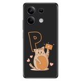 Senada Xiaomi Redmi Note 13 4G ile Uyumlu Kılıf Resimli Desenli Silikon Kedili P Harfi