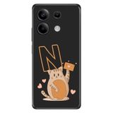 Senada Xiaomi Redmi Note 13 5g ile Uyumlu Kılıf Resimli Desenli Silikon Kedili N Harfi