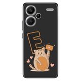 Senada Xiaomi Redmi Note 13 Pro Plus 5g ile Uyumlu Kılıf Baskılı Silikon Kedili E Harfi