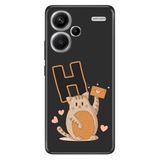 Senada Xiaomi Redmi Note 13 Pro Plus 5g ile Uyumlu Kılıf Baskılı Silikon Kedili H Harfi