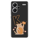 Senada Xiaomi Redmi Note 13 Pro Plus 5g ile Uyumlu Kılıf Baskılı Silikon Kedili K Harfi